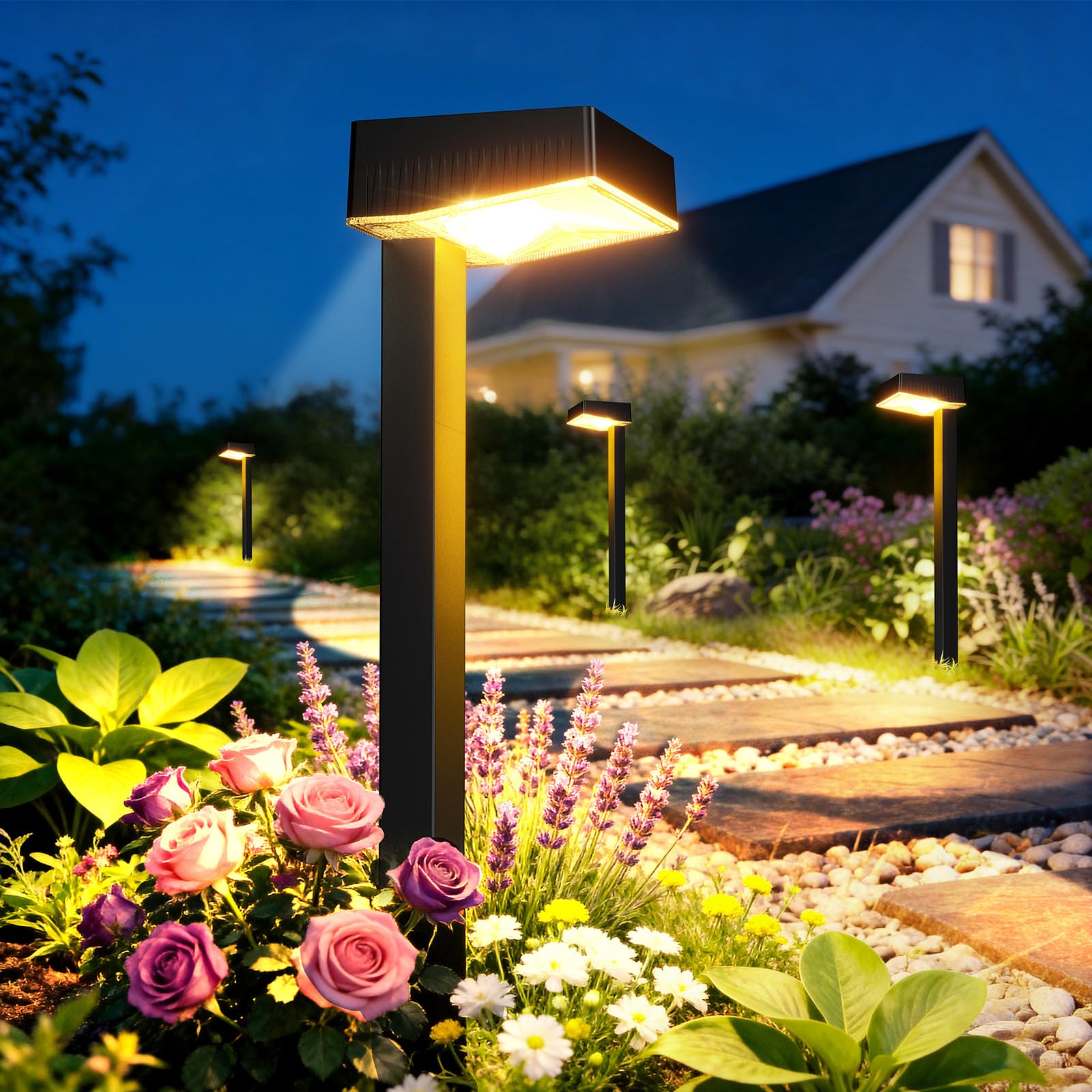 ELECLINK Solar Pathway Lights Outdoor, 8 Pack Garden Lights with Focused Beam Lens