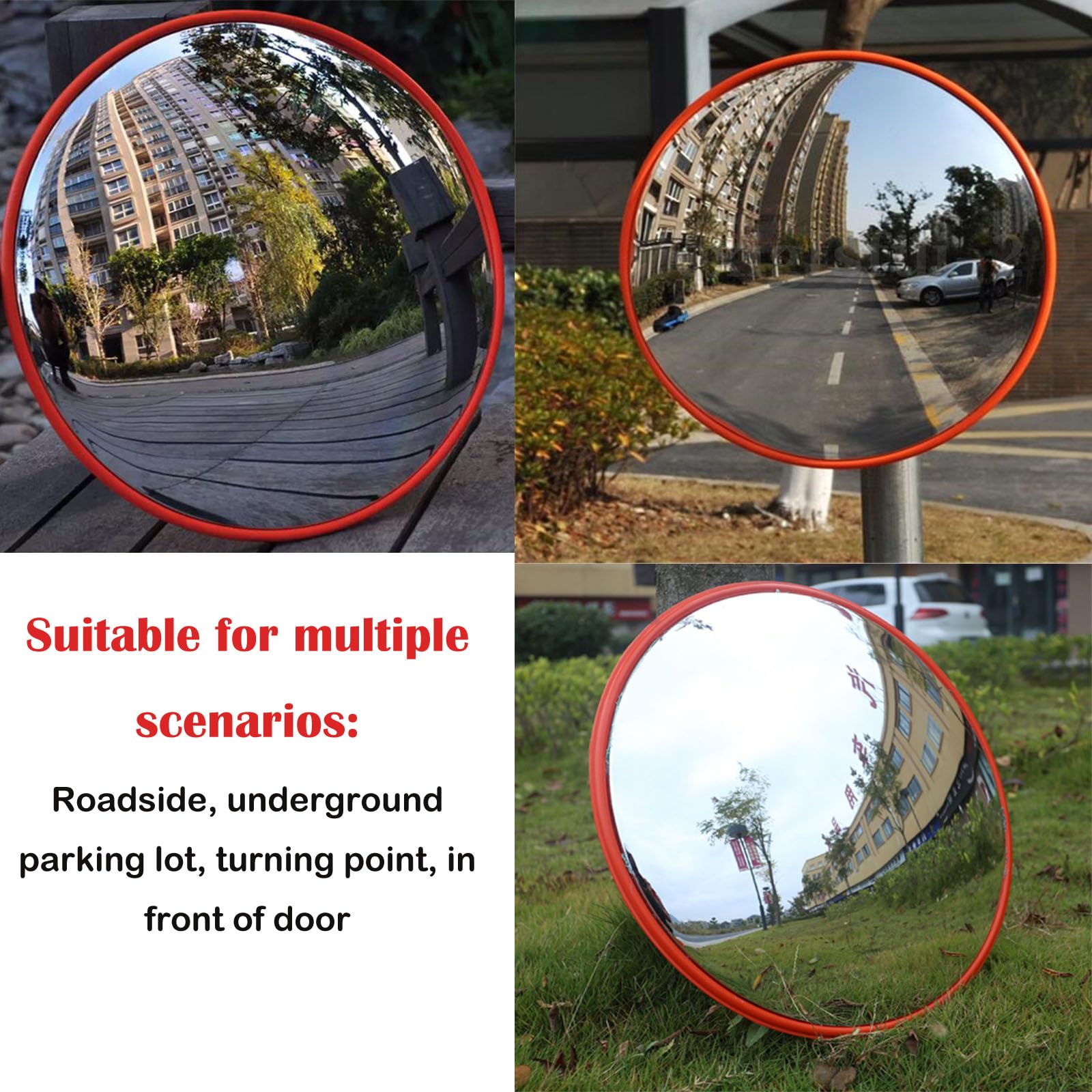 Specchio Stradale 80x60cm Convesso Con Strisce Riflettenti - Per Incroci E Garage - Foto 2