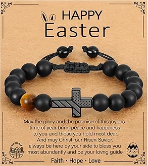 P. BLAKE Cross Bracelet for Boys Men American Flag Cross Beads Bracelet Easter Christian Religious Jewelry Gifts for Teen Boys Kids