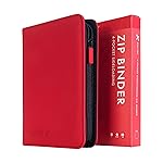 Vault X 4 Pocket Trading Card Zip Binder, 160 cards, Premium Exo-Tec Album Material, 20 Side-Loading Pages, Folder for Collectible Card Games, Sports, TCG (Red)