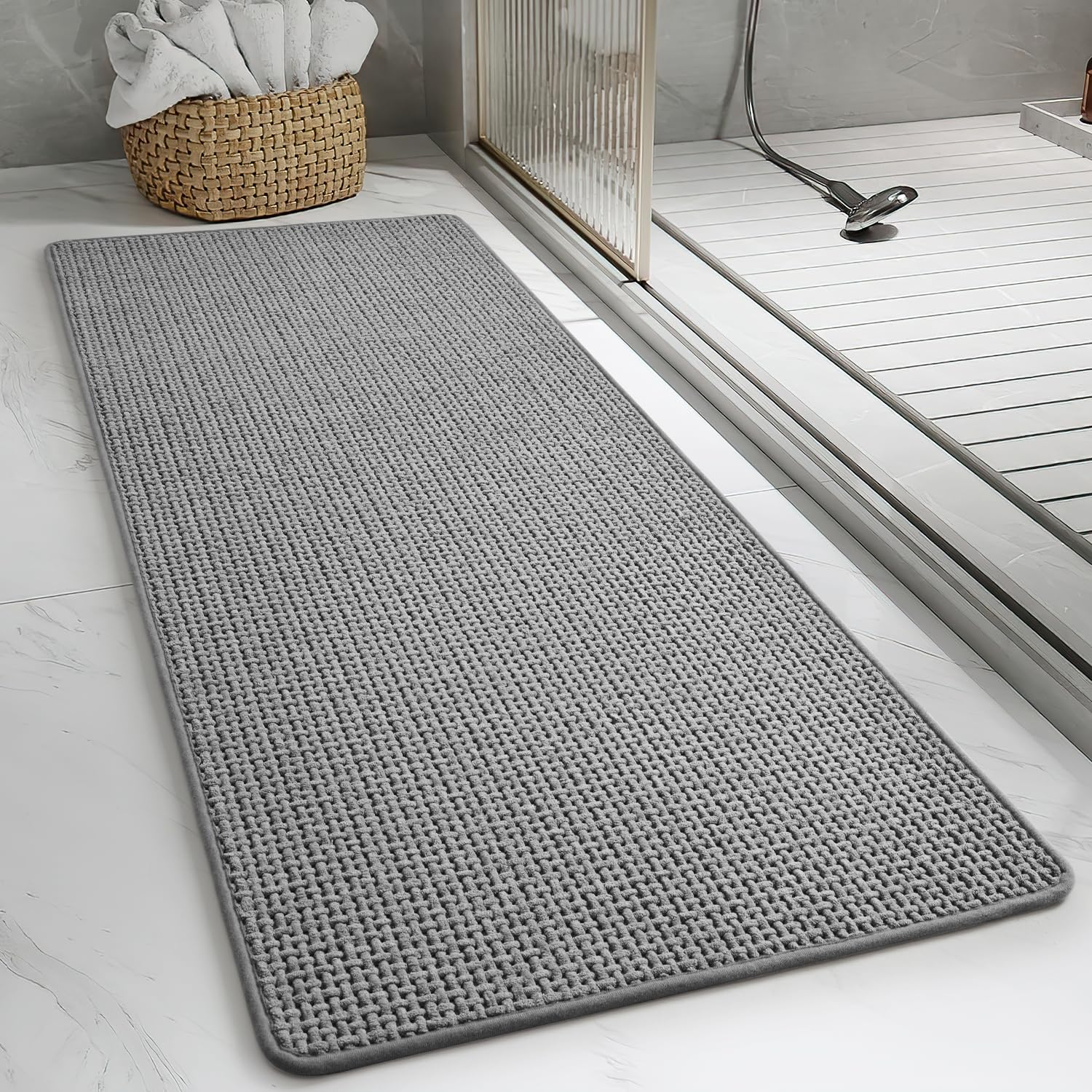 tchdioSuper Absorbent Bath Mat-Soft Chenille Bathroom Mat Quick Dry-Machine Washable Bathroom Rugs