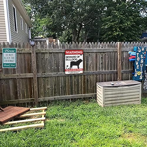 Miniatura 5 de BAIWIFE Letreros de advertencia de metal vintage de 8 x 12 pulgadas (8.0 x 12.0 in), diseño vintage sobre áreas de actividad de bulldog para vallas