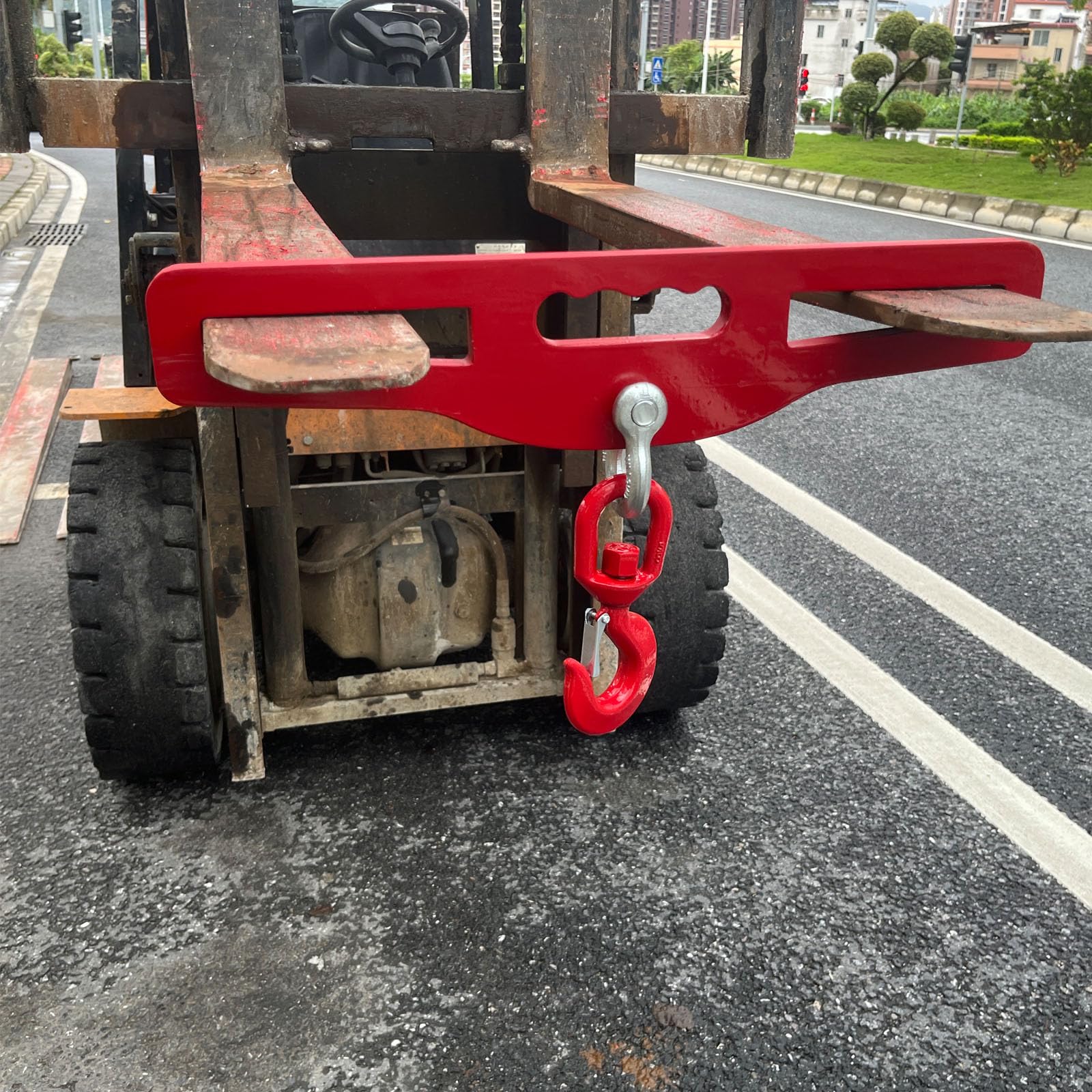Gancio di sollevamento del carrello elevatore, capacità di 6000 libbre di sollevamento del carrello elevatore (3 tonnellate), con gancio girevole