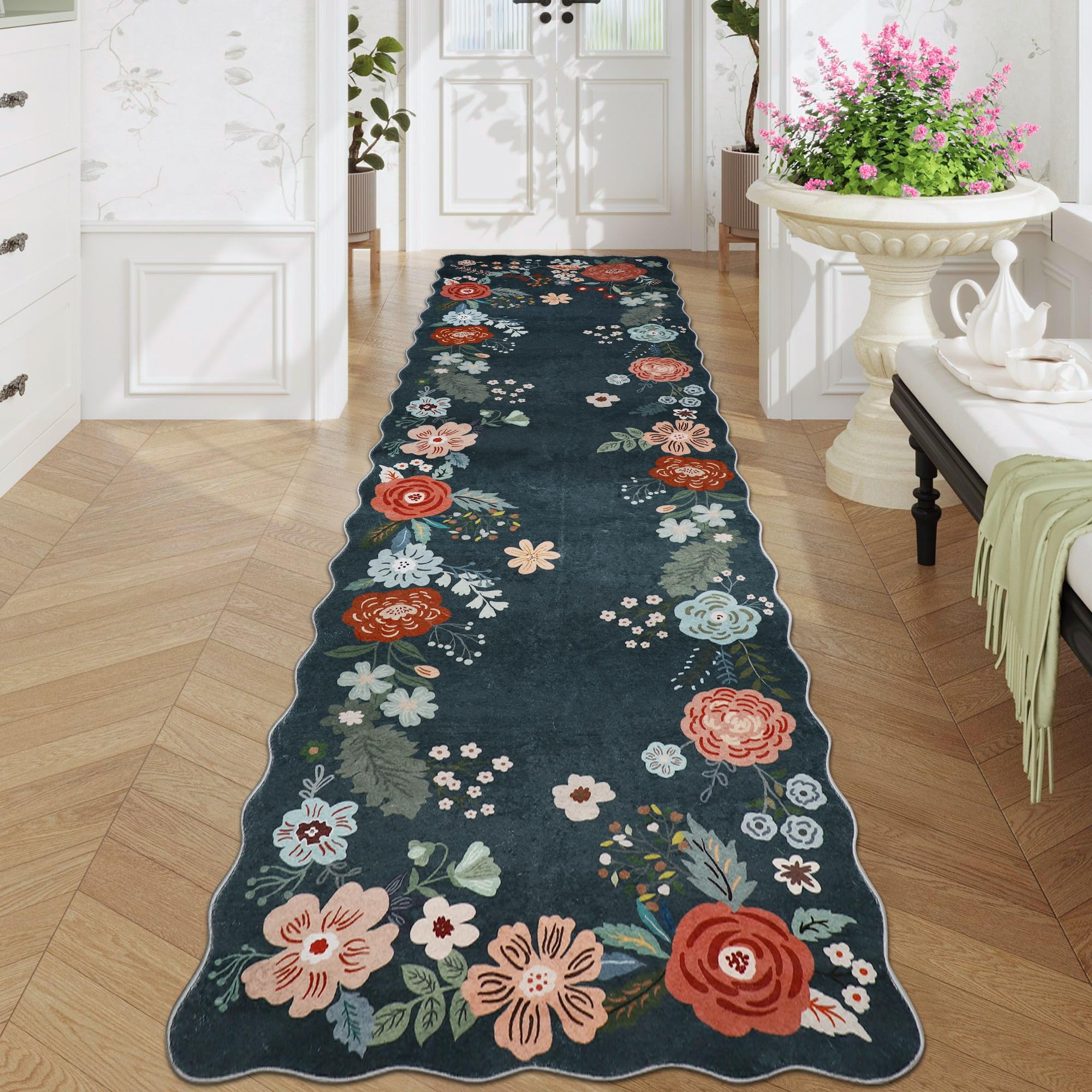 Homcomoda 3x10 Green Runner Rug