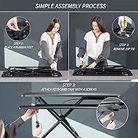 Vista 7 de VIVO Convertidor de escritorio de 32 pulgadas, Serie K, elevador ajustable de altura para sentarse y pararse, estación de trabajo para monitor dual