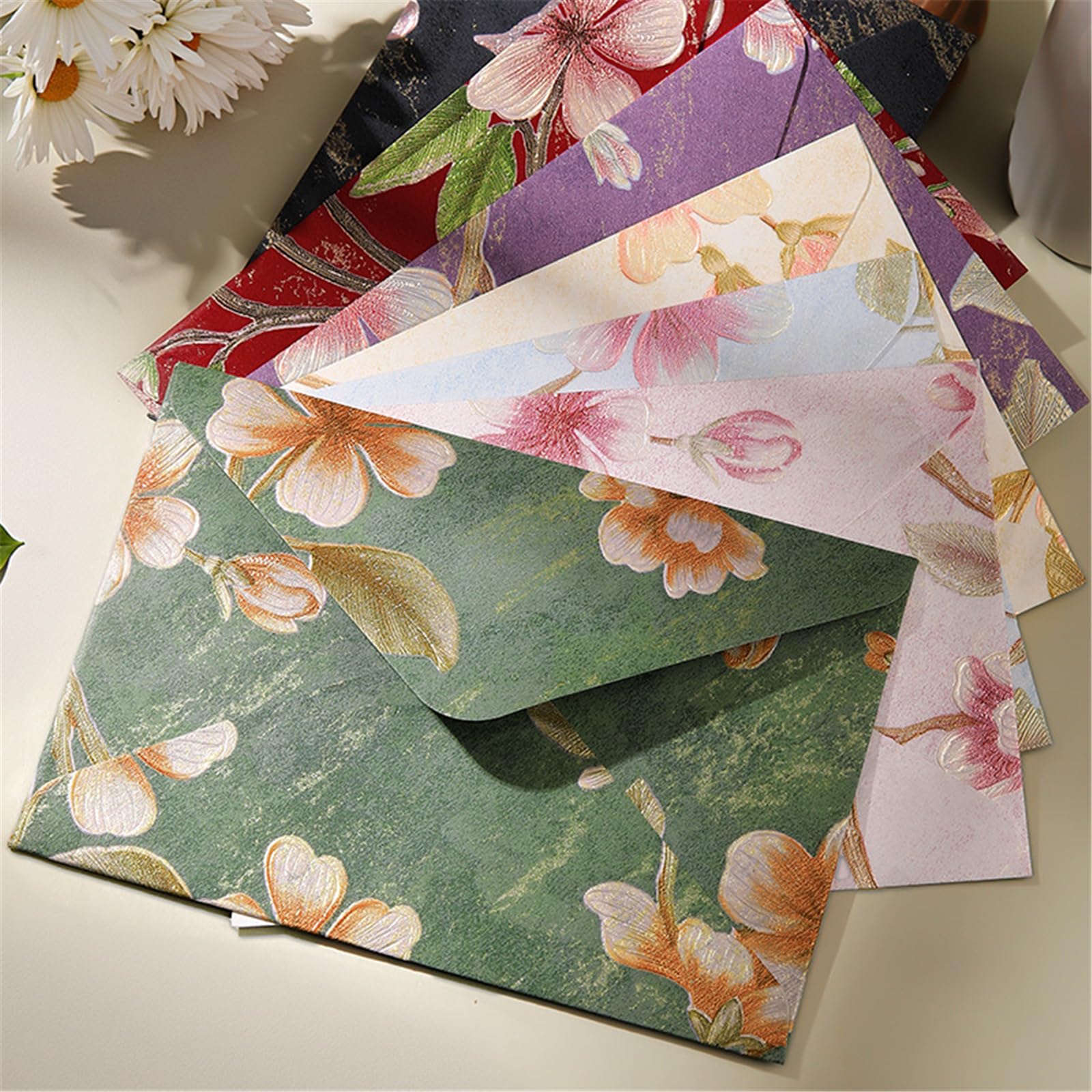 De 10 sobres de sobres plegables de 6x4 pulgadas para invitaciones de fiestas, bodas, tarjetas de Valentín, tarjetas de Navidad y envíos por correo, brocado tradicional Yun