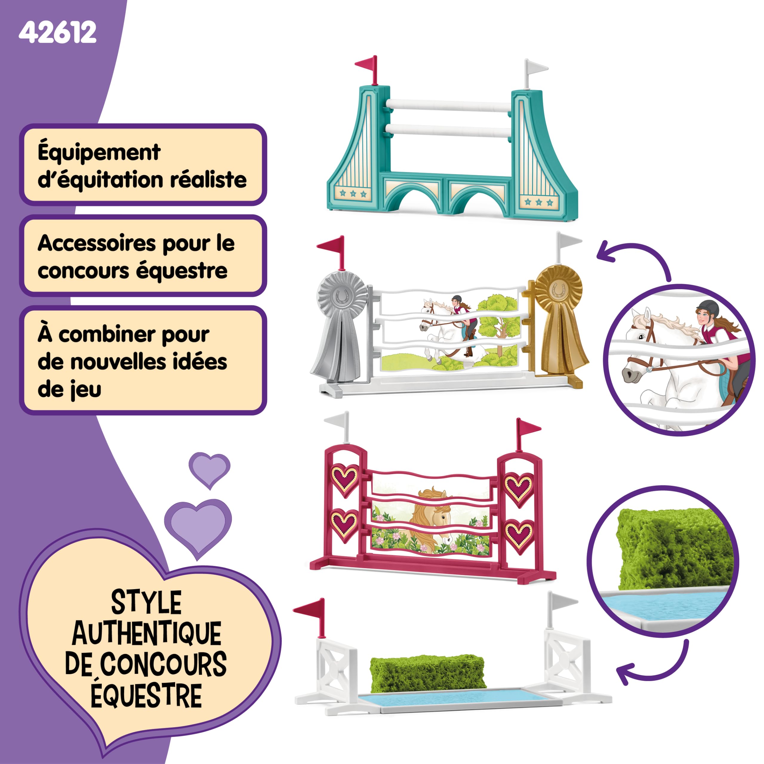 Schleich Horse Club | Obstacles d’équitation 42612 | Accessoires modulaires | pour entraînement ou compétition | Cadeau pour Filles et garçons | Jouet Chevaux dès 5 Ans | Set de 30 pièces