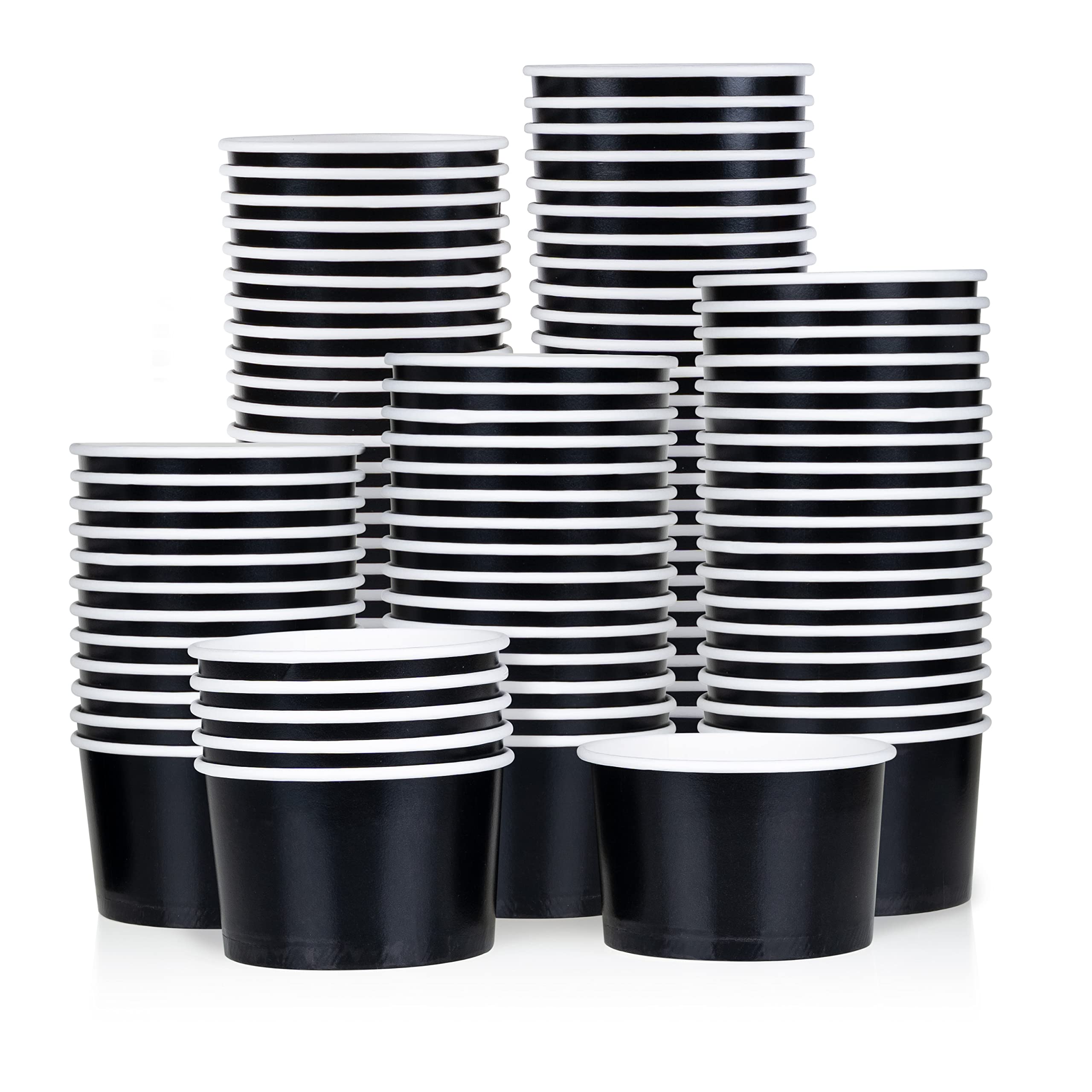 Coupes à Glace en Papier MATICAN, 100-Pack, 155 ml, Bols Jetables pour Desserts Chauds et Froids, Noir