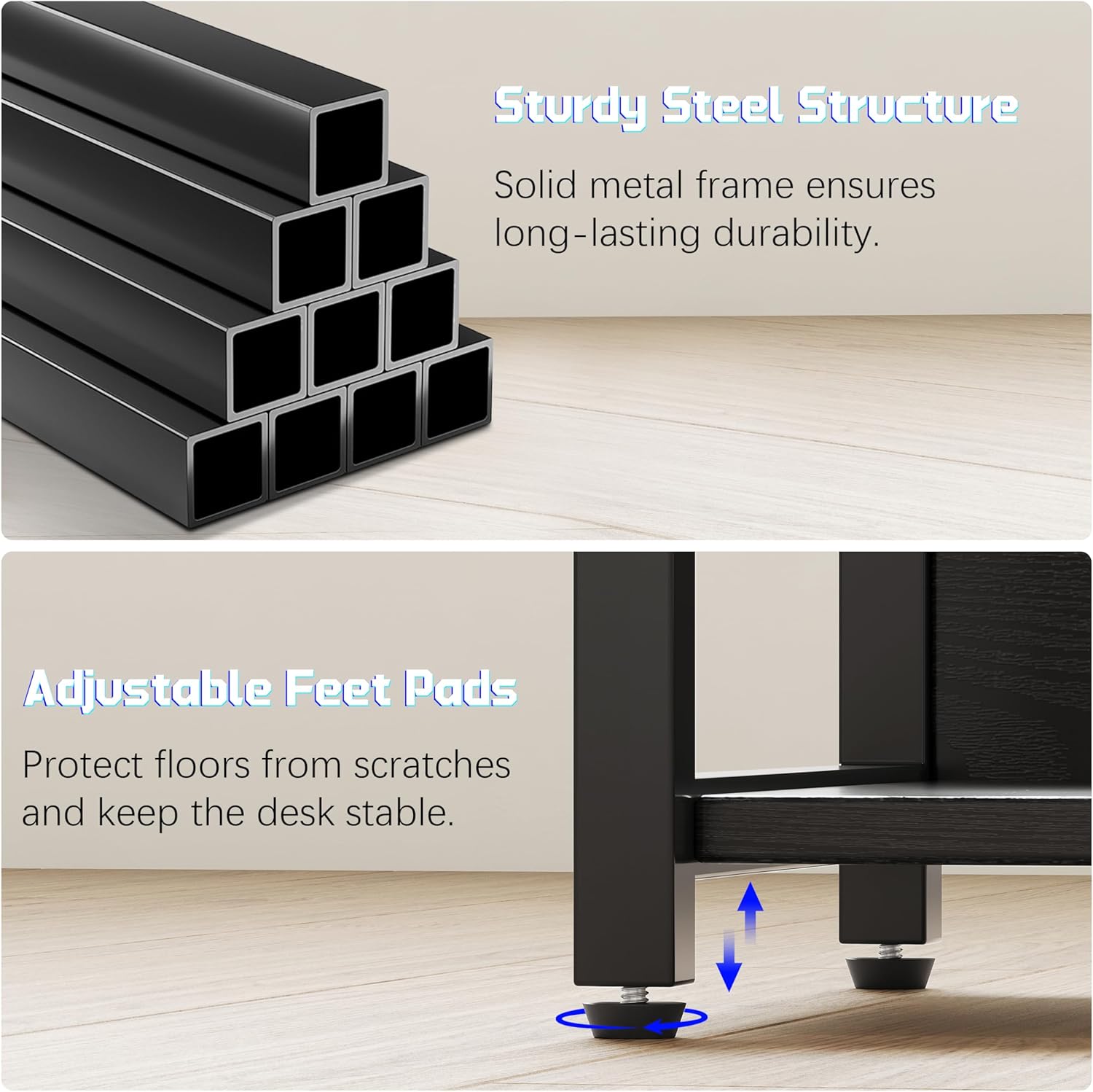 L Shaped Gaming Desk with Power Outlets & RGB Lights, 46'' L- Shaped Desk Computer Corner Desk with Monitor Stand & Storage Shelf & Hook, Home Office Desk Writing Desk, Black