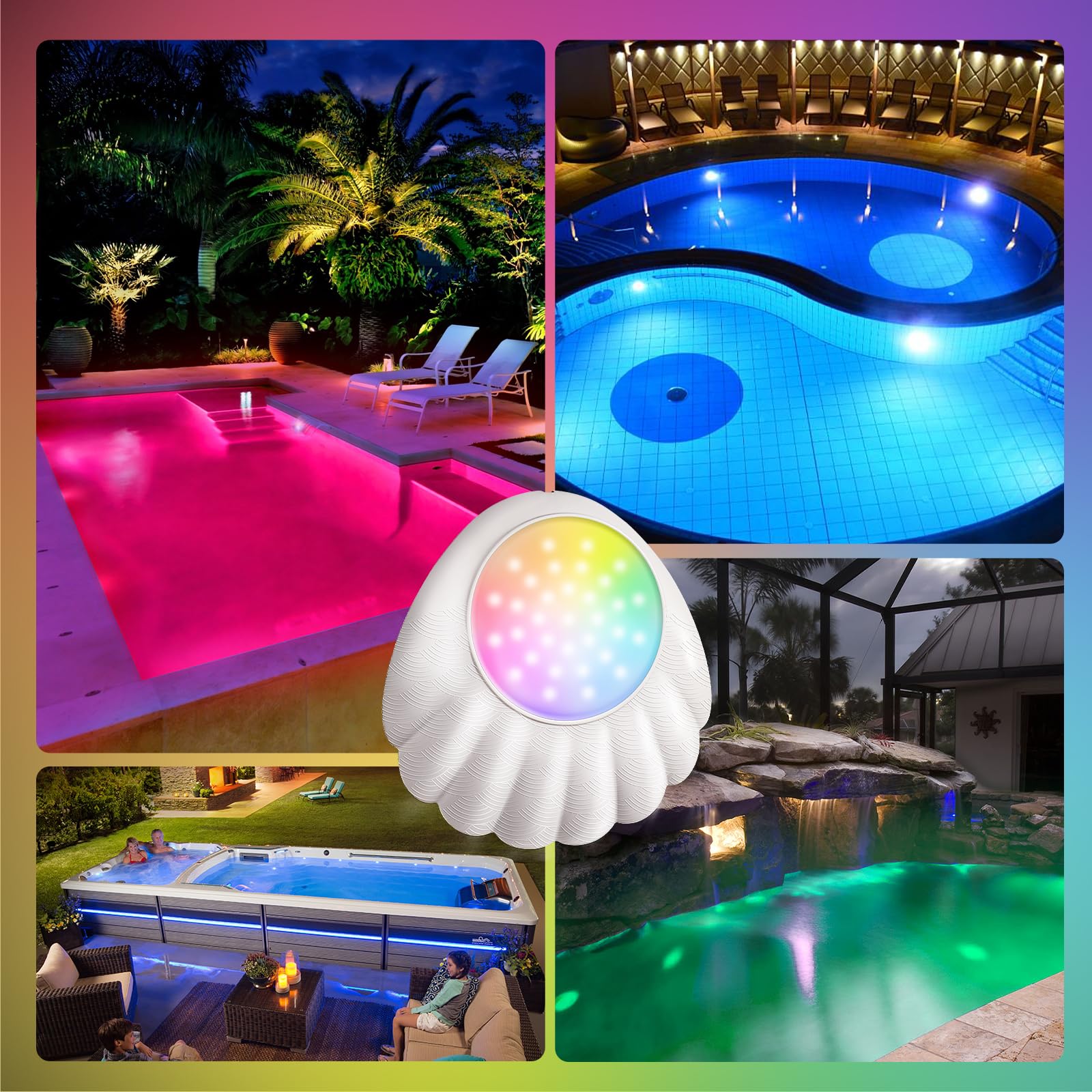 LOFTEK Pool Lights with APP Control, 10W RGB Underwater Submersible LED ...