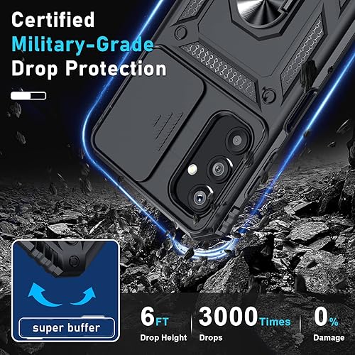 Miniatura 5 de Janmitta Funda compatible con Galaxy A23 5G4G, cubierta de lente de cámara deslizante integrada + protector de pantalla, resistente a prueba de