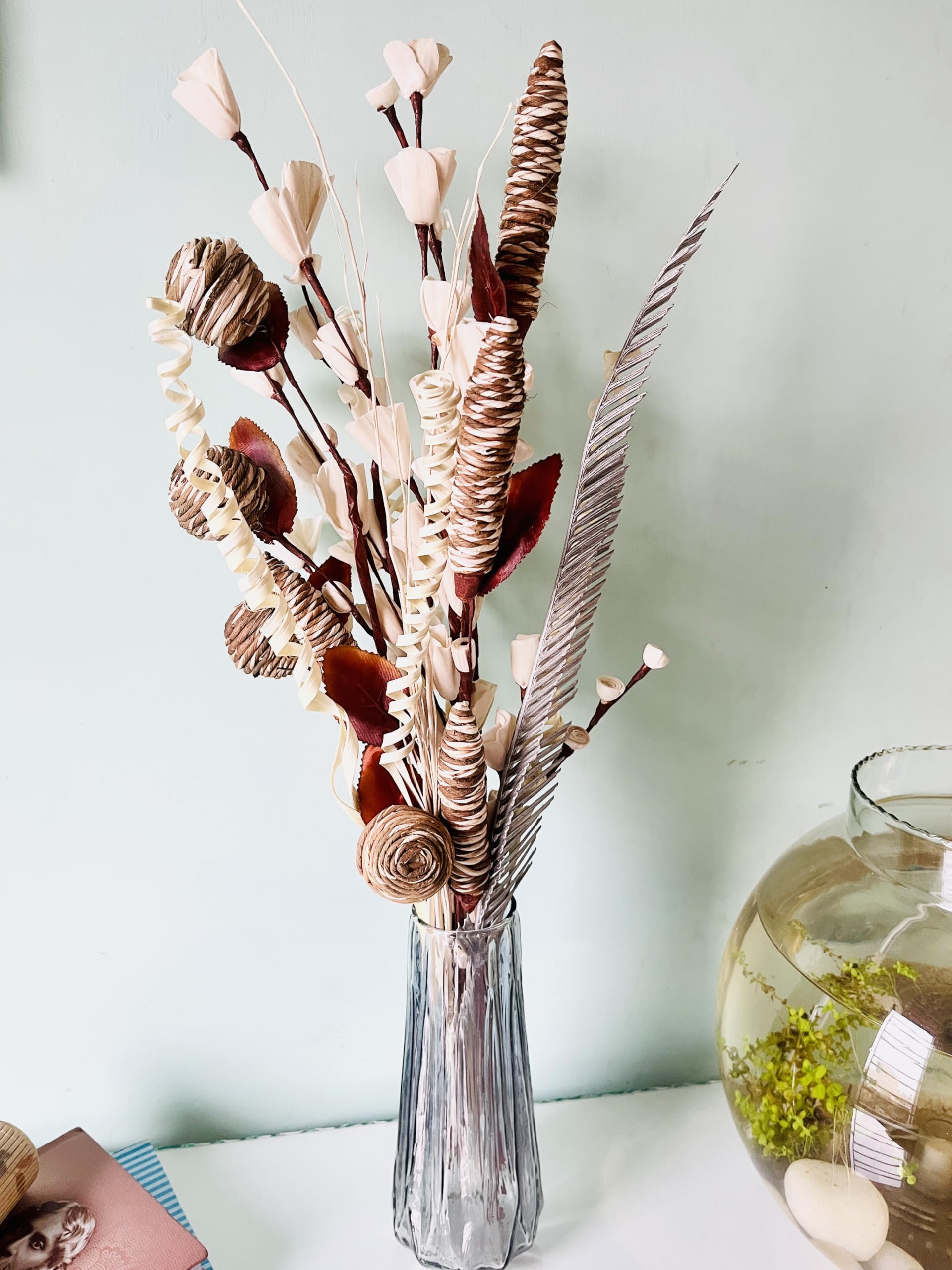 Natural Dried Flower Bunch with White Lilly | Flowers for Craft Items Corner, Office, Bedroom, and Table Decoration (Without Vase Pot)-image-29