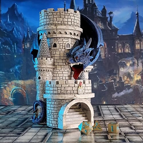 Miniatura 8 de Forged Dice Co. Dragons Keep Castle - Torre de dados  Resina resistente y pintada a mano con luces LED que cambian de color  Torre rodante de dados