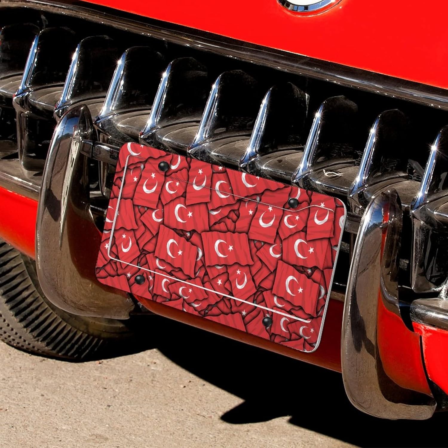License Plate, Turkey Flag Aluminum Car Decoration License Plate Frame