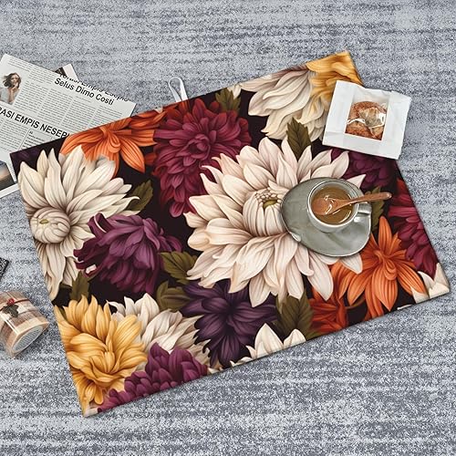 Miniatura 8 de Tapete de secado de platos de flores bohemias, diseño de microfibra reversible, absorbente y versátil, esencial para cocina, 18 x 24 pulgadas