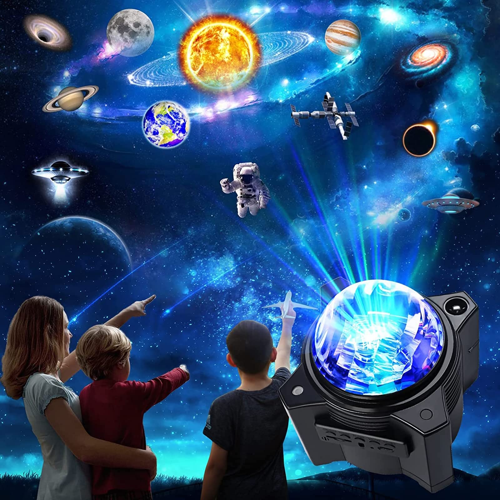 Światło projektora, projektor Led Starry Star Light, zmiana koloru z głośnikiem muzycznym Bluetooth i pilotem i zegarem na lampkę nocną 3 w 1 Kids Adult Gift Party Urodziny Wystrój sypialni