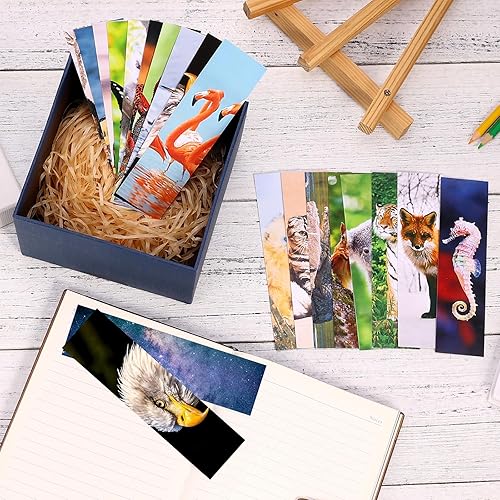Miniatura 5 de 200 marcadores de animales para niños, marcadores de vida silvestre, marcadores de página de lectura de doble cara, bonitos marcadores para amantes