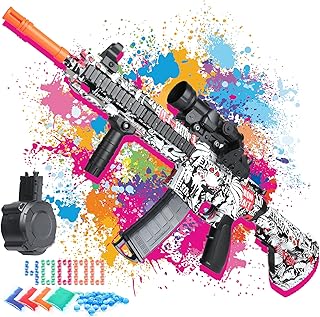 Gel Ball Blaster Electric Splatter Ball Blaster Toy, Auto/Manual Mode with 40000 Water Beads, Outdoor Activities Shooting Team Game for Aldult, Boys Ages 12+