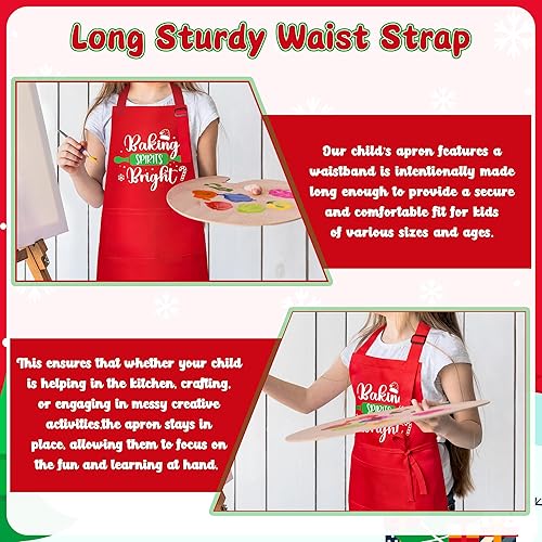Miniatura 4 de R HORSE Juego de 2 piezas de disfraz de delantal de Navidad para adultos, delantal de cocina ajustable para mamá y yo con 2 bolsillos, regalo a