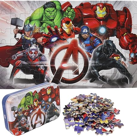 Jigsaw Puzzles for Kids Ages 4-8, 60 Pieces Marvel Avengers: Hulk Assemble...