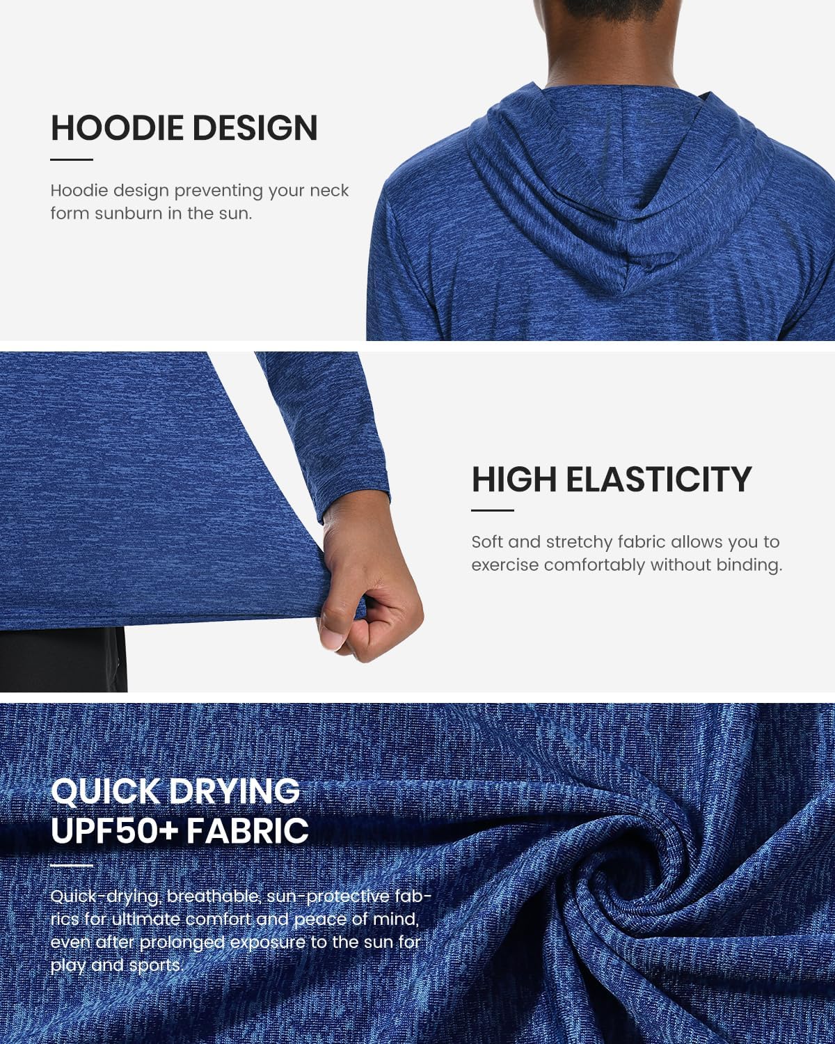 Ullnoy 3 Pack: Youth Boys Long Sleeve Hoodie Shirts dry fit hoodies for teen boys Active Long Sleeve Hoodie Sweatshirts - Image 5