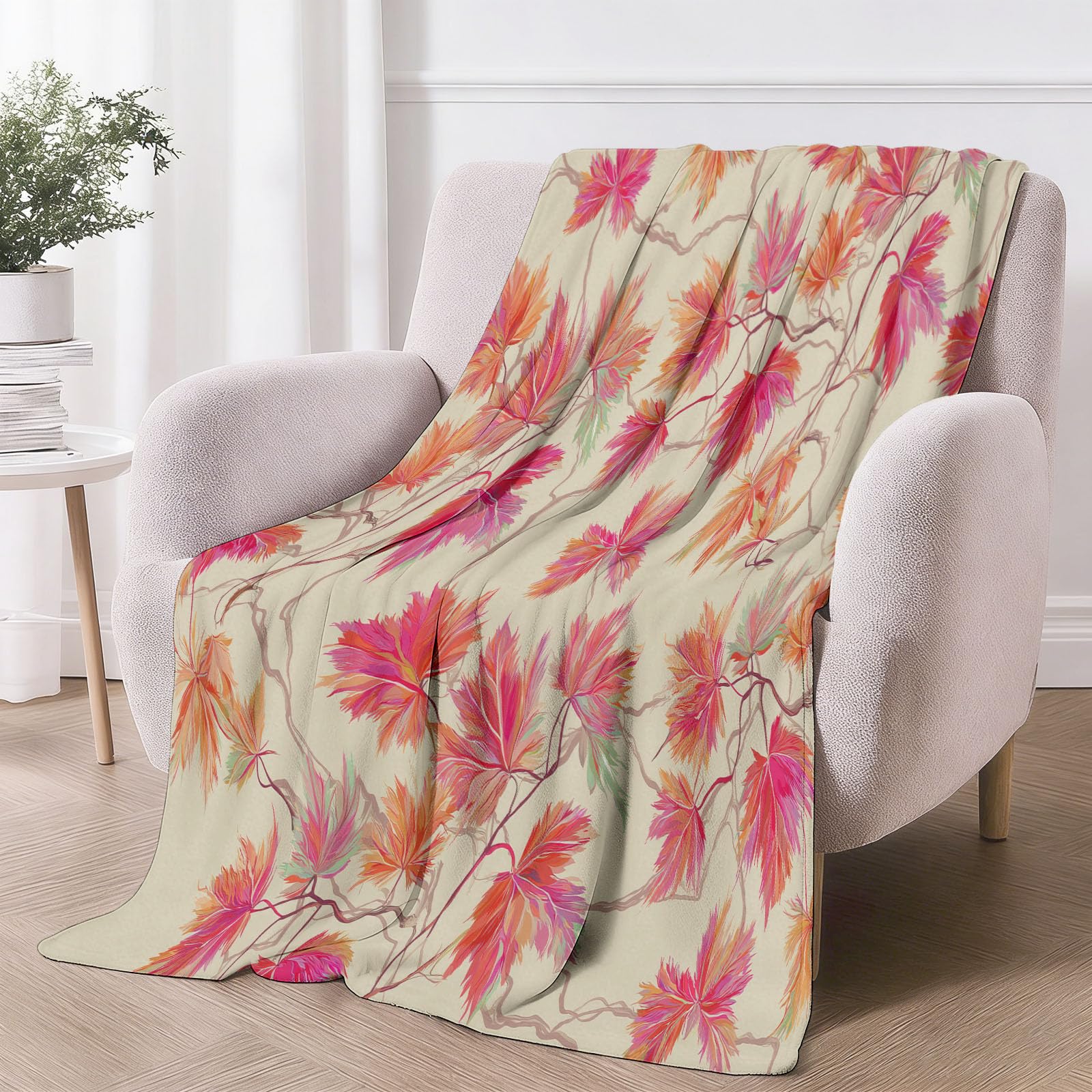 Generisch Manta de 180 x 200 cm, suave franela de color rosa y naranja, exquisita manta de forro polar, manta de sofá para cama, sofá o dormitorio