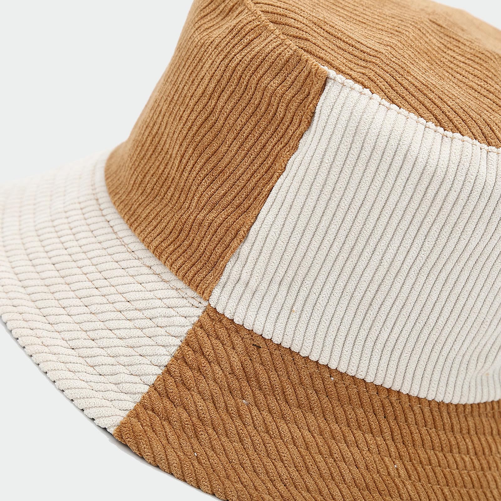 Czapka z daszkiem retro sztruks dwukolorowe łączenie kapelusz rybaka moda odzież robocza para wiadro trend