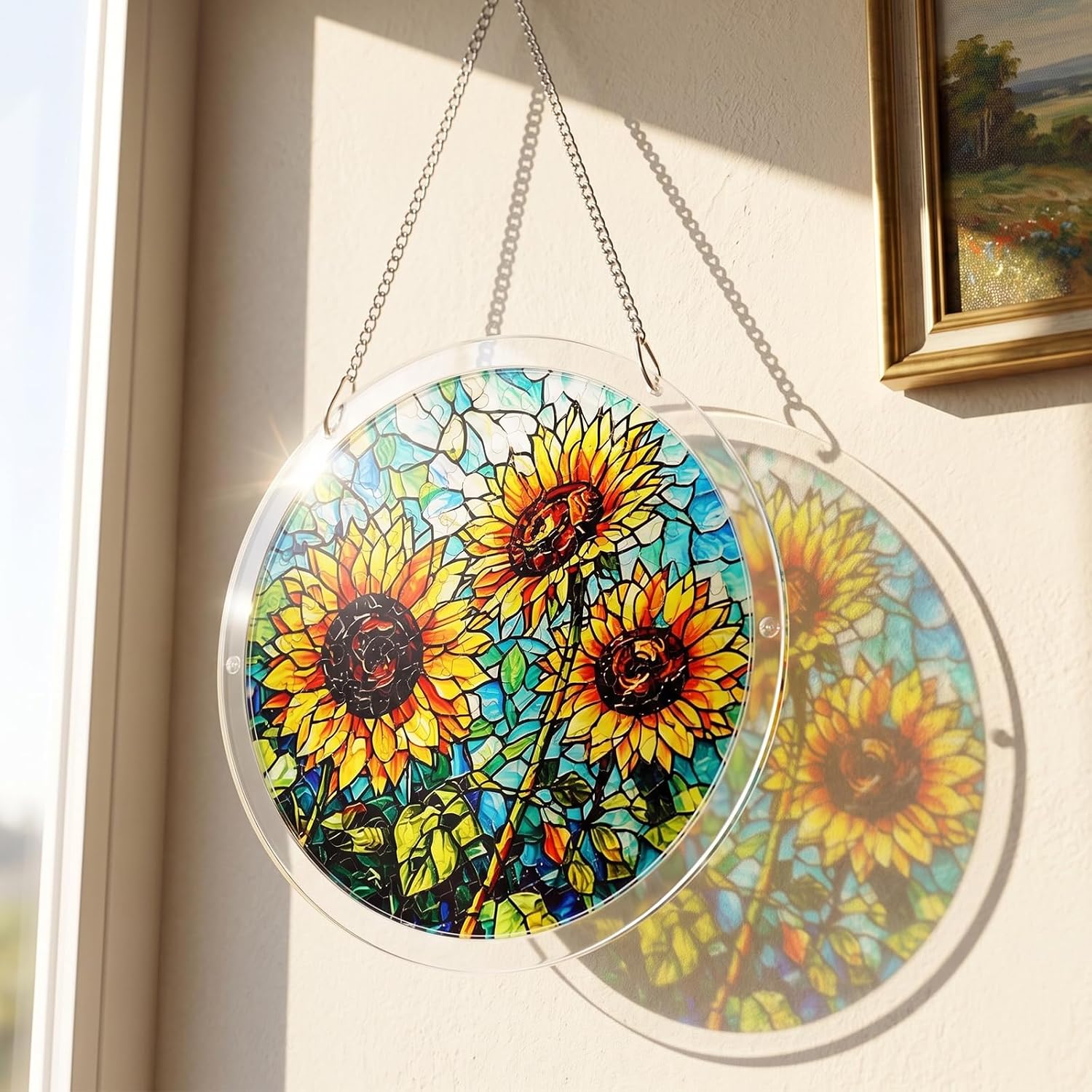 Acrylic Jigsaw Stained Glass Puzzle Suncatcher, Sunflower