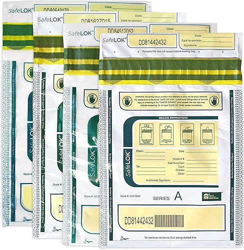 ControlTek SafeLok 585088 - Bolsa de 500 unidades, transparente con bolsillo, 500 bolsas de depósito a prueba de manipulaciones, bolsillo exterior disponible en Yaxa Peru