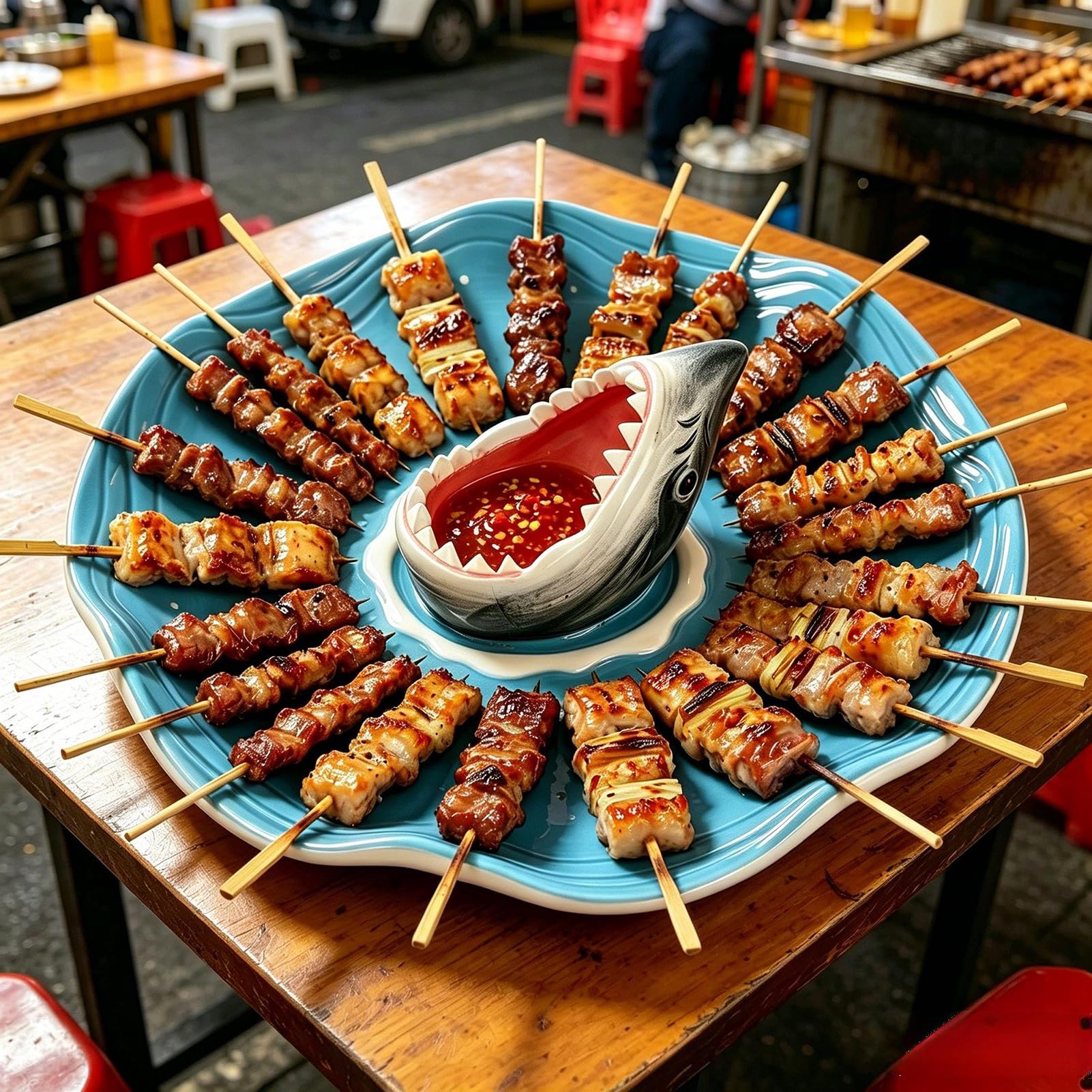 per Sushi in Ceramica in Ceramica Dipinto a Mano con Scomparto per Salsa | Vassoio Ceramica Antipasti per Charcuterie, Taco, Pesce, Polpo, Formaggio, Hamburger, Cheeseburger, Salsa, Frutti Mare,