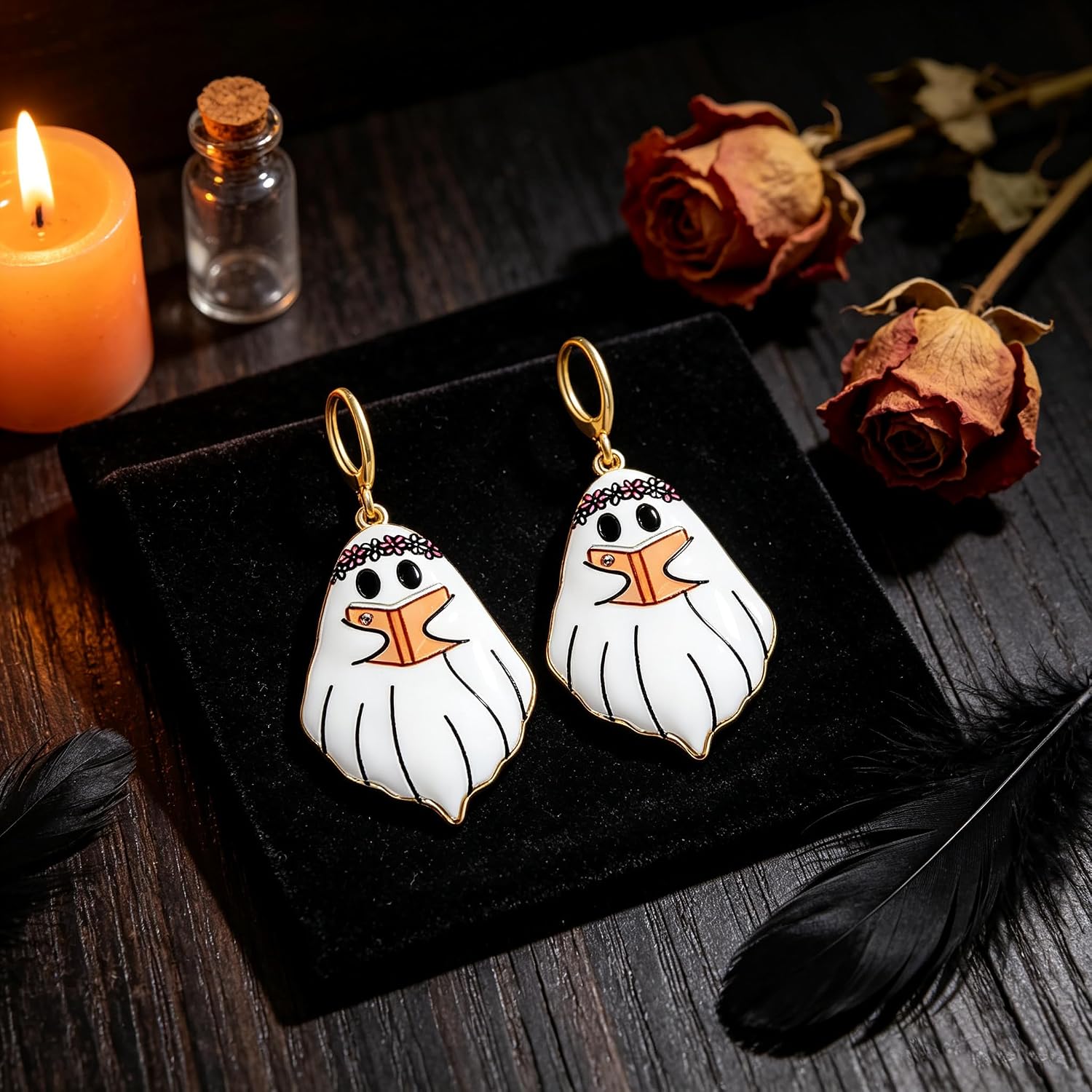 Halloween Ghost Dangle Earrings for Women Lightweight Funny Spooky Cute Halloween Accessories Costume Party Outfit image 5
