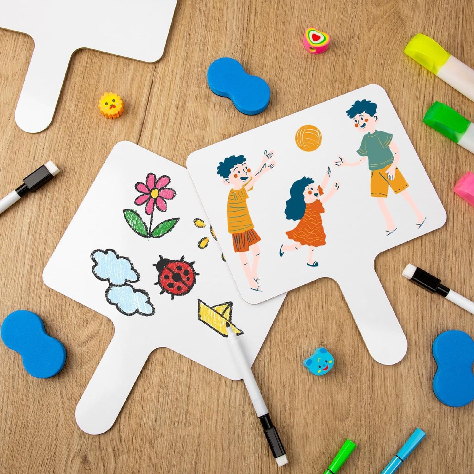 10-teiliges doppelseitiges Whiteboard Set mit rutschfestem