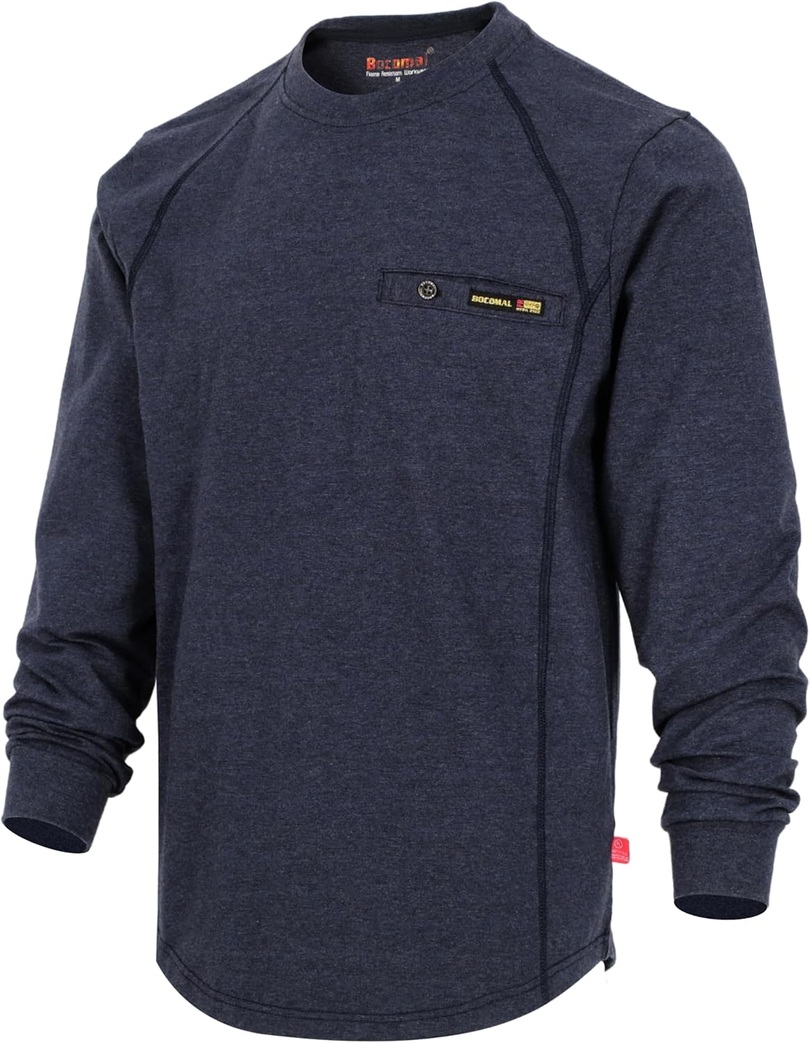 BOCOMAL FR Shirts for Men Melt Pocket Lightweight Crew T-Shirt NFPA2112/CAT2 Fire Resistant Work Shirt
