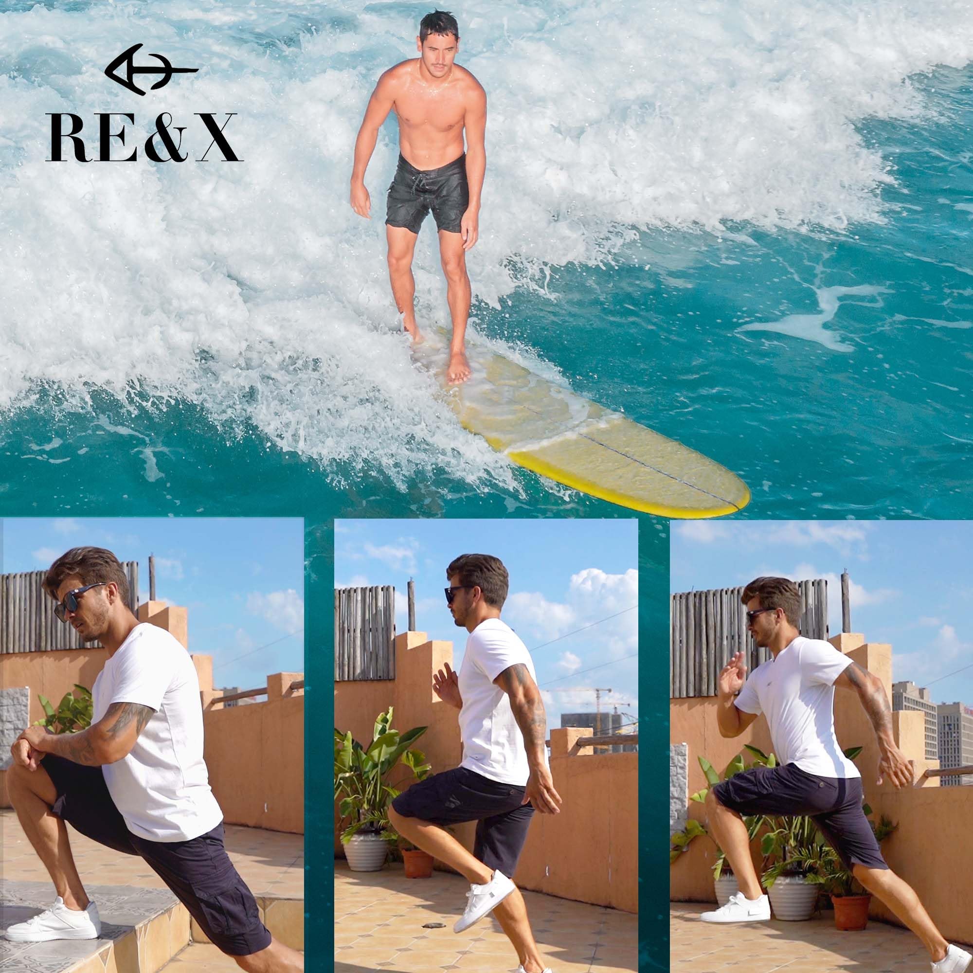 RE&X JEANS COUTURE Pantaloncini Uomo Confortevole Traspirante. STOFFE Cotone Cargo Bermuda Uomo