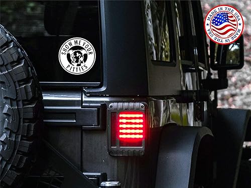 Miniatura 2 de Sunset Graphics & Decals Show Me Your Pitties Pitbull Vinilo Pegatina para Coche | Coches Camiones Paredes Furgonetas Ventanas Computadoras