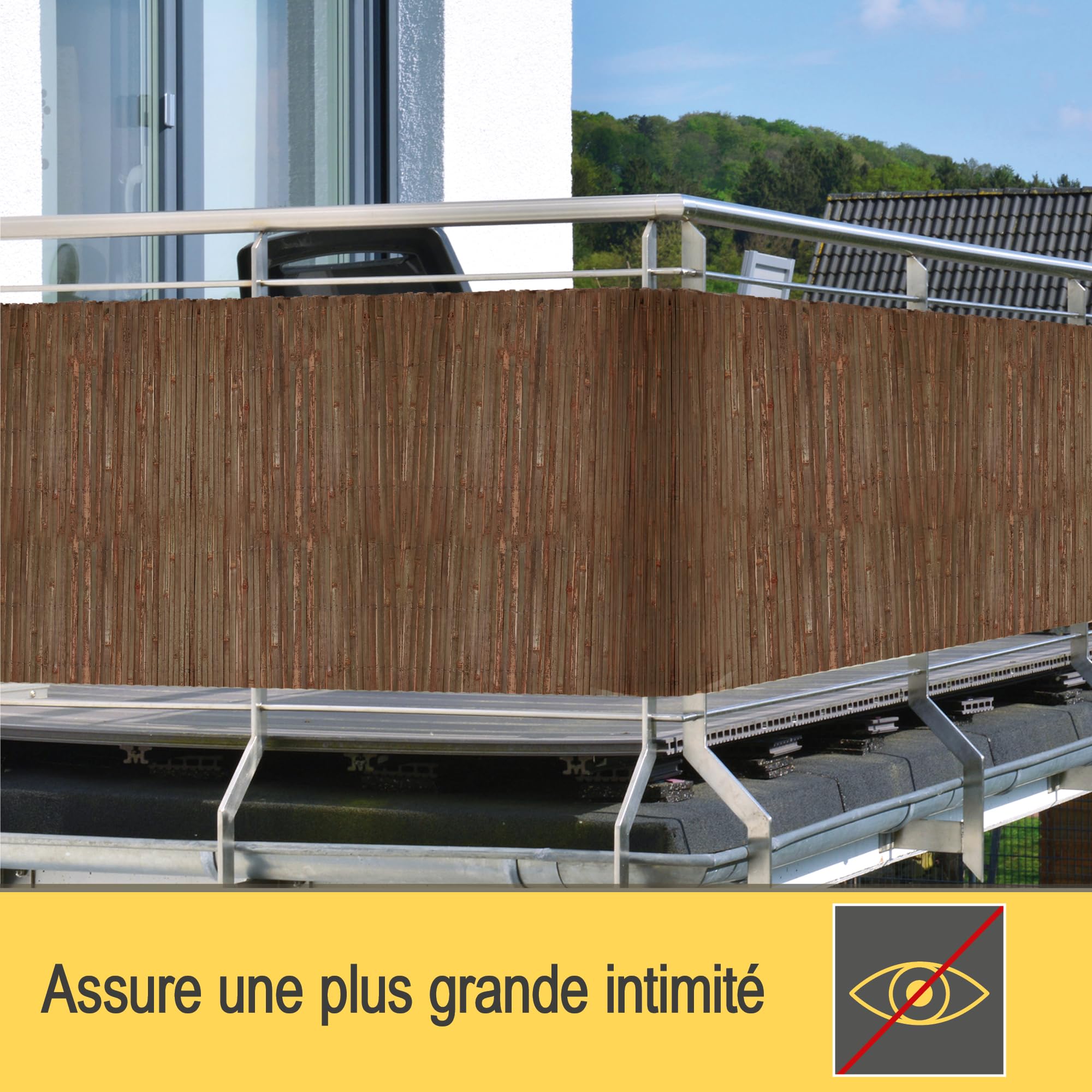 Canisse Bambou Balcon Brise Vue 120x600 cm Marron Foncé Sole Royal – Palissade Jardin Exterieur