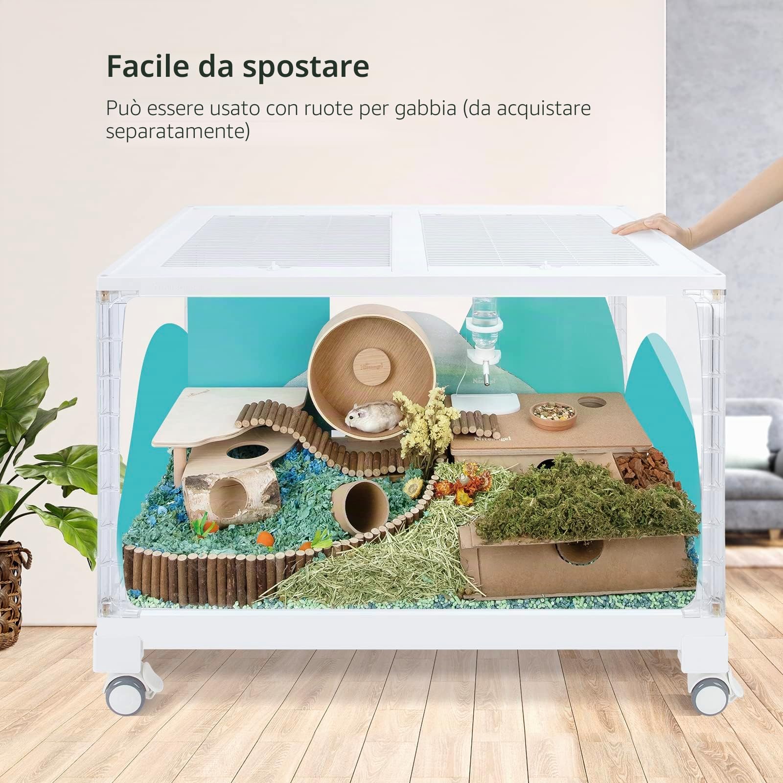 Niteangel Gabbia per criceti serie Stacker: - Terrario impilabile e grande in vetro (circa 558 mq in) per criceti gerbilli topi Lemming Degus