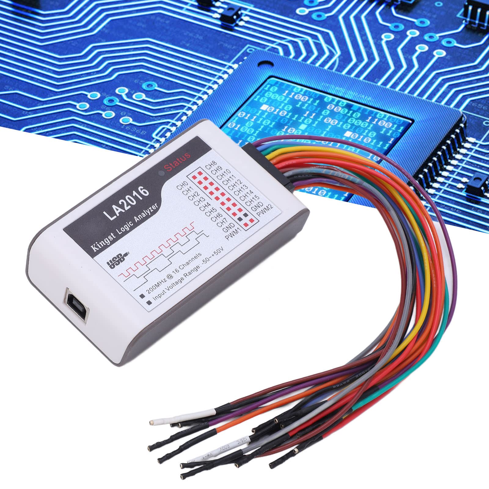 USB Logic Analyzer, Logic Probe USB 16 Kanäle CH0-15 200M Abtastrate -50V Bis +50V Einstellbare Schwelle LA2016
