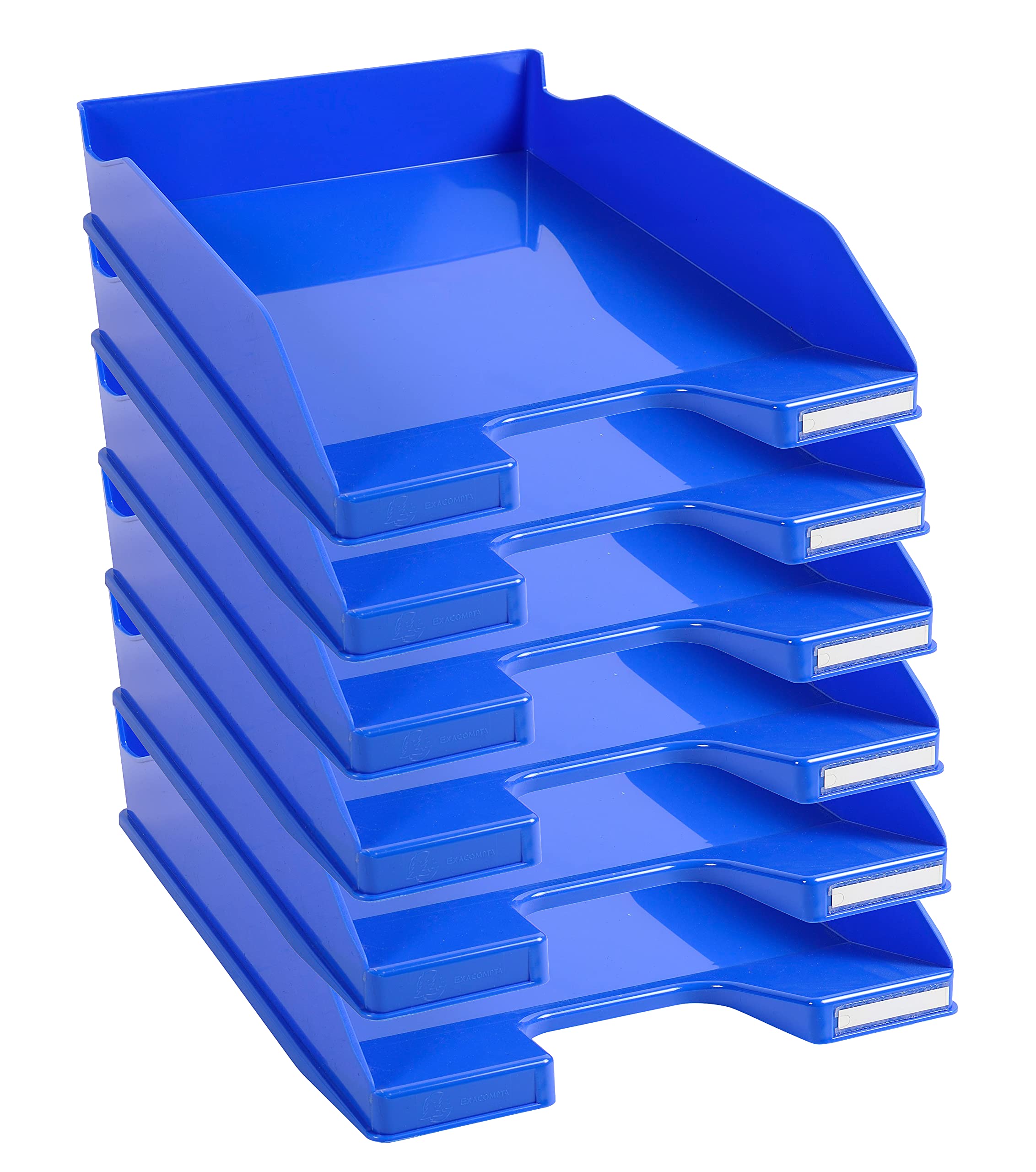 Exacompta - Ref. 113279D - set of 6 COMBO MIDI letter trays - dimensions 34.6 x 25.5x 6.5 cm - for documents in A4 + format - glossy ice blue color — image 1