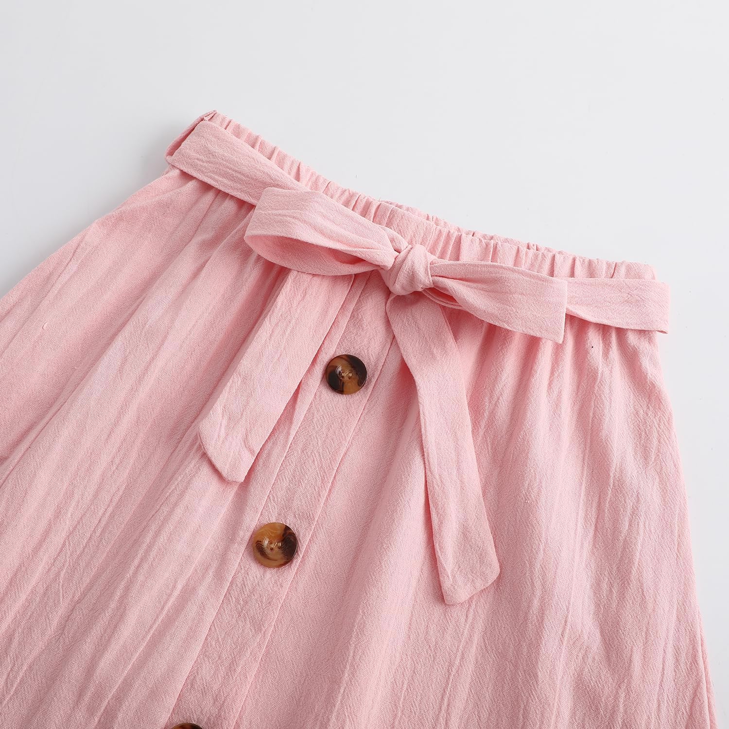 Girls Maxi Skirts Button Front High Waisted Long Skirt with Belt Ruffled Skirts with Pocke - Image 4