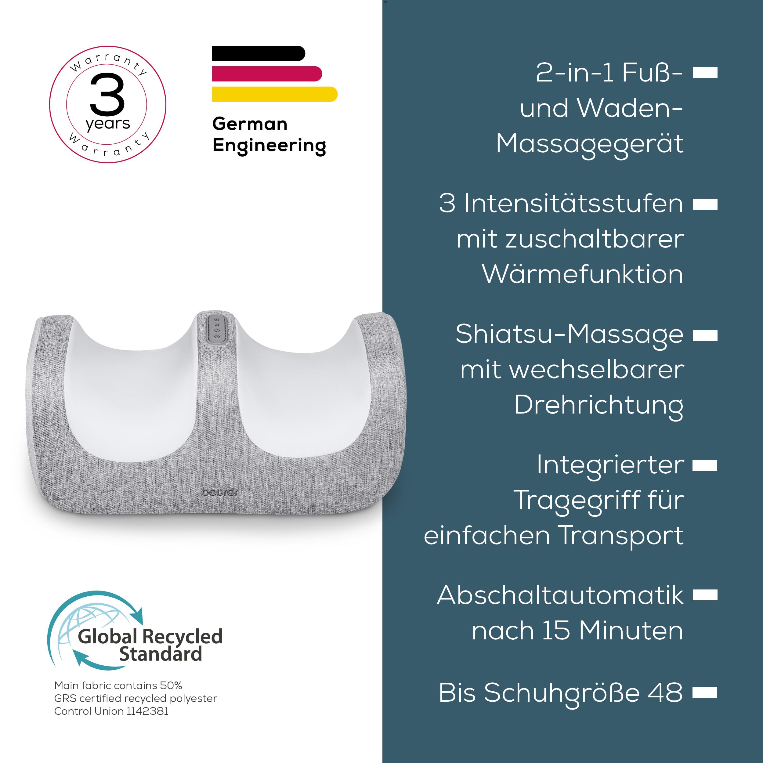 Beurer FM 42 Shiatsu Fuß- und Waden-Massagegerät mit Wärmefunktion