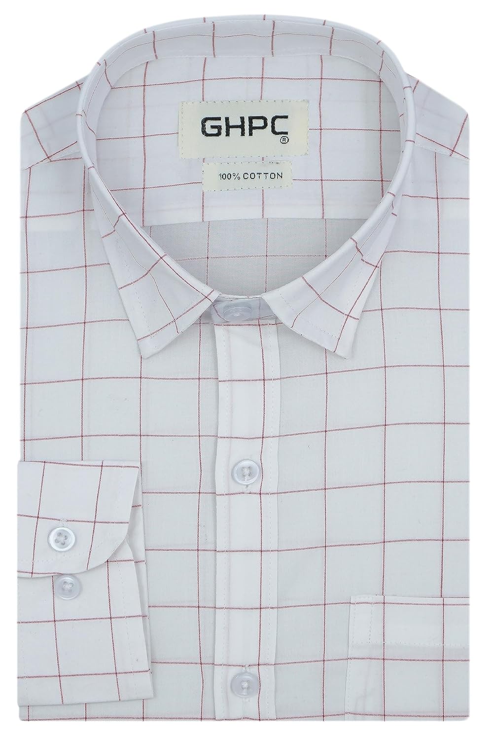 GHPC 100% Cotton Checkered Full Sleeves Regular Fit Formal Shirt for Men GHPC 100% Cotton Checkered Full Sleeves Regular Fit Formal Shirt for Men