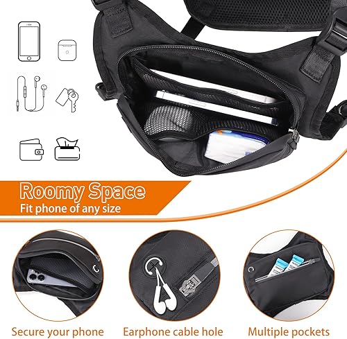 Miniatura 4 de Bolsa de pecho resistente al agua, bolsa ligera con tira reflectante, soporte para teléfono integrado y almacenamiento adicional, chaleco para