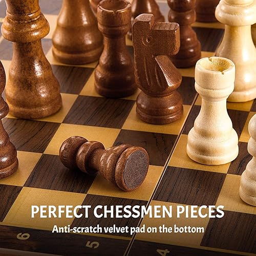Miniatura 3 de 80 piezas de madera de damas, piezas 2 en 1, ajedrez hecho a mano con bolsa de almacenamiento con cordón, juego clásico de ajedrez de madera,