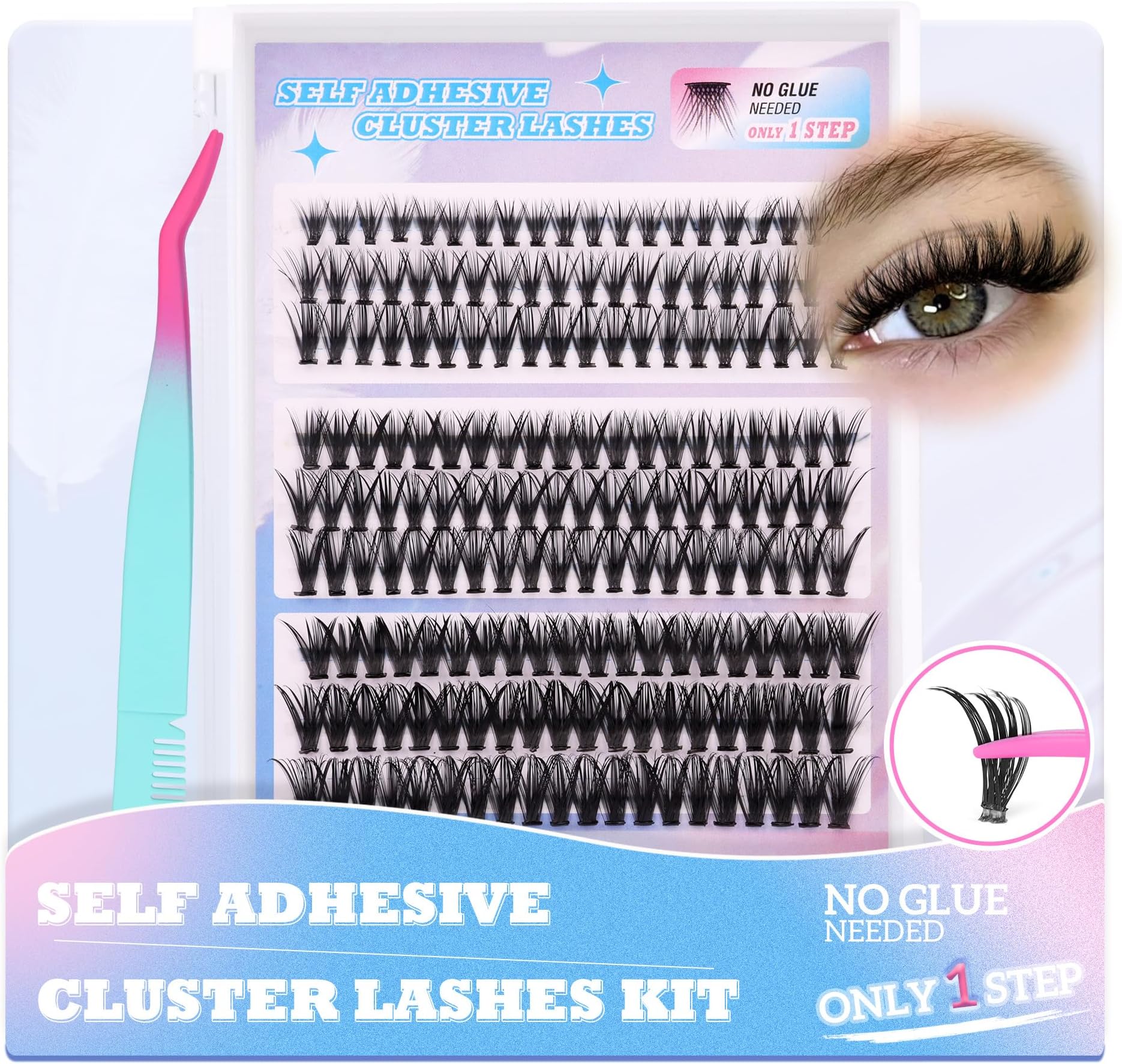 Self Adhesive Eyelashes 36Pcs Press On Lashes No Glue