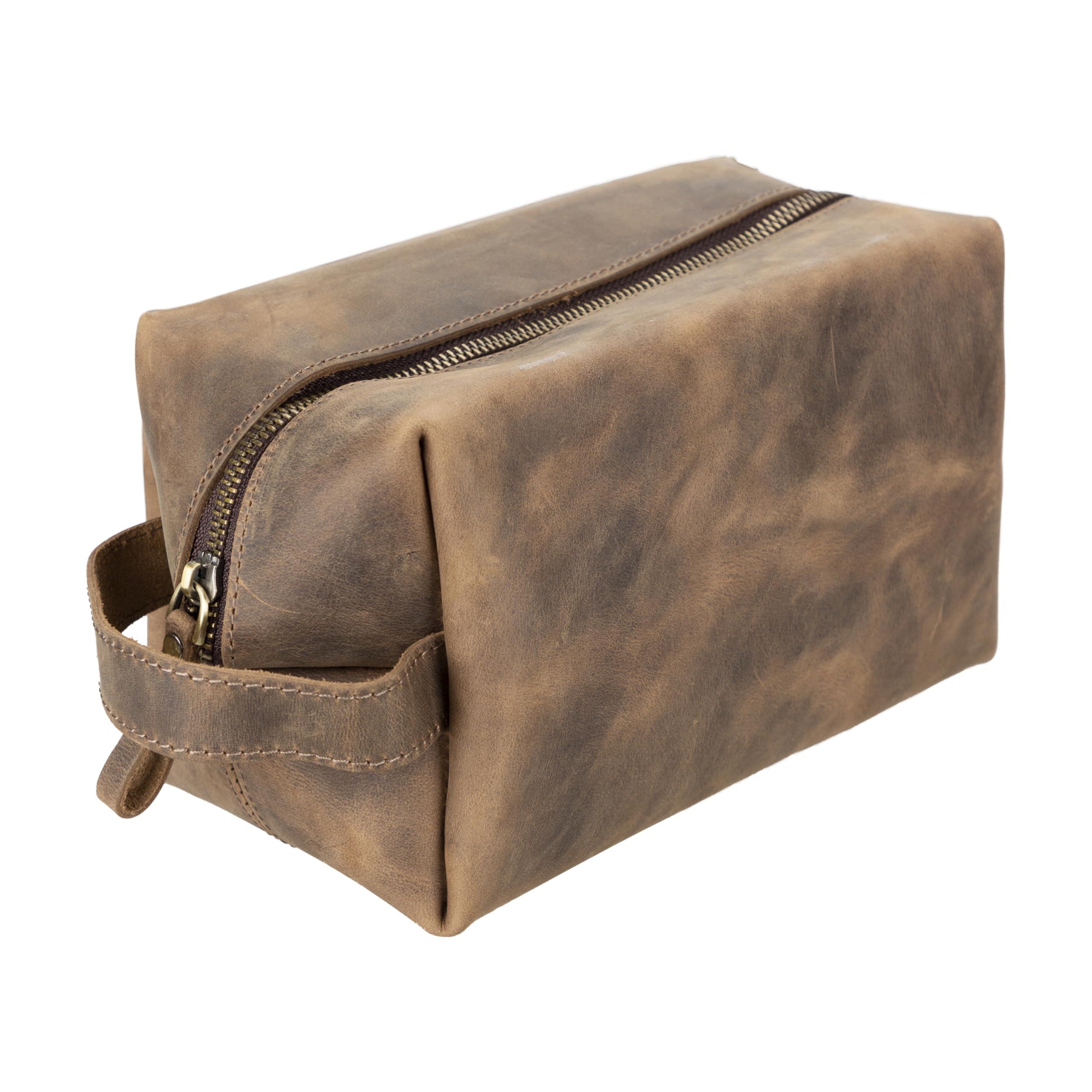 Lev Leather %100 Hakiki Deri Makyaj Çantası, Kişisel Bakım Çantası, Makyaj Çantası, Taşıma Saplı Tuvalet Çantası, Banyo Çantası, Kişisel Hijyen Kiti, Seyahat Kiti (Koyu Kahverengi, X-Large)
