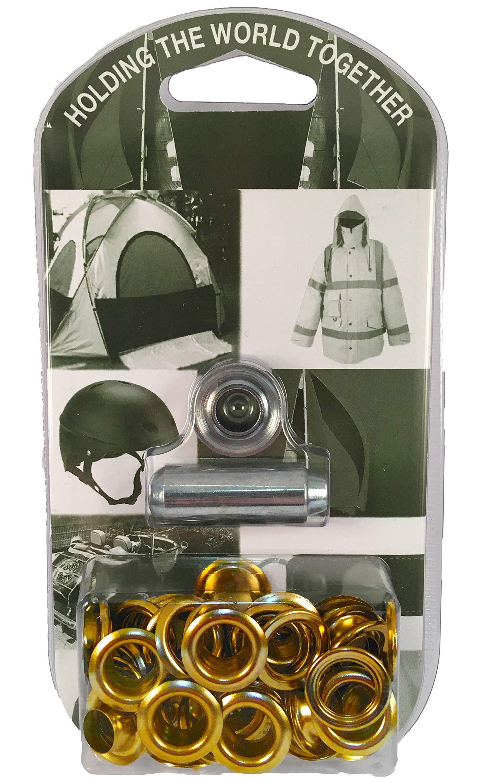 ADL Brass Eyelet Ring Kits Blister Packs for Camping Tents Sails Awnings - Tools Included (Nickel Plated Brass, 15.9mm (10pcs))