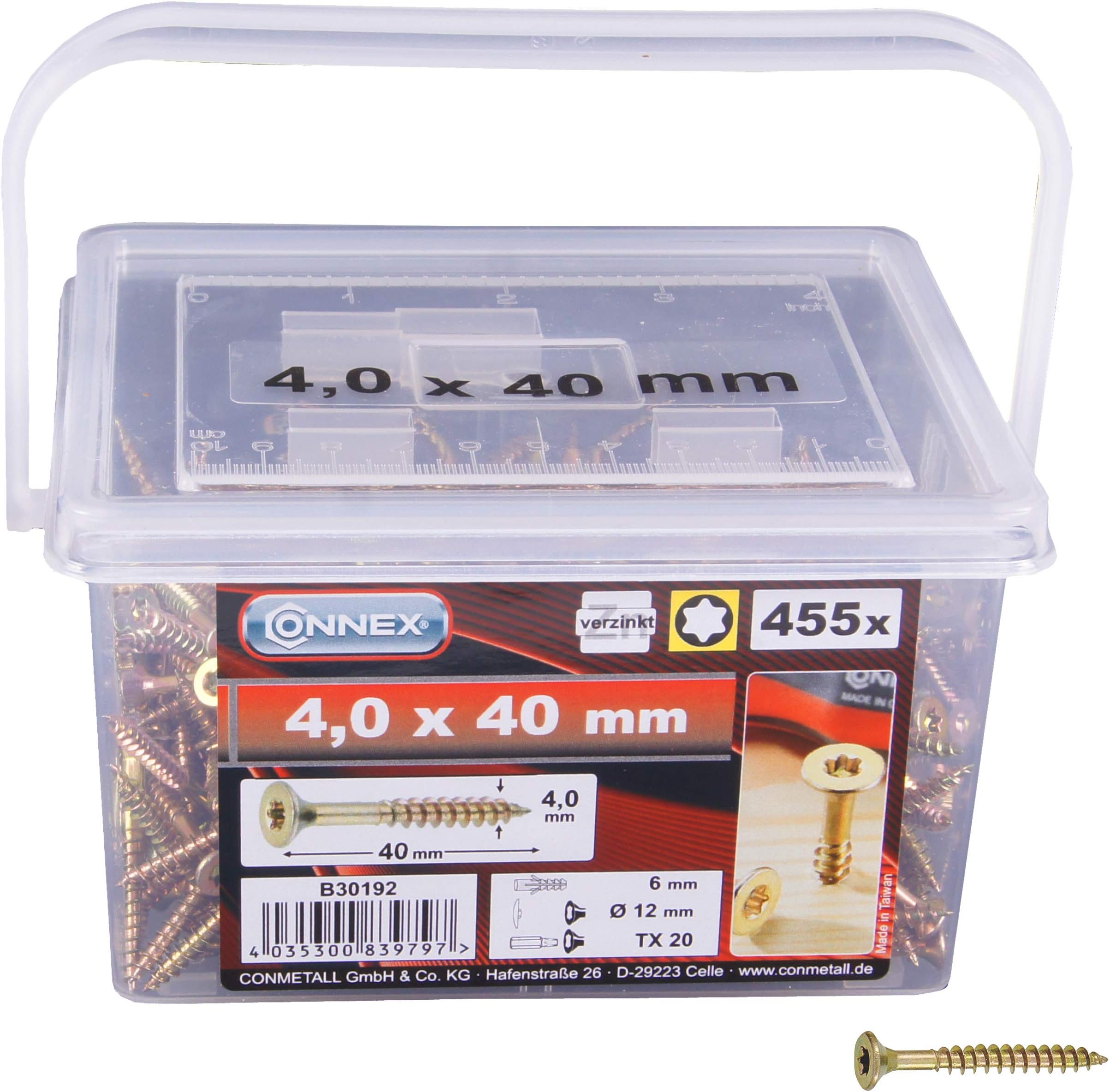 Connex Universalschrauben 5,0x70mm Senkkopf - 1kg Packung Verzinkt