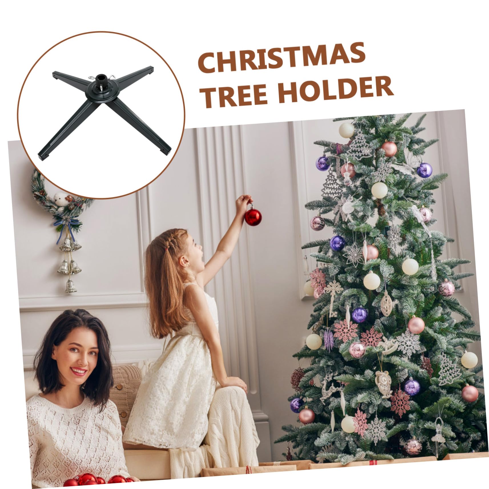 Base de Árbol de Navidad de Hierro Resistente con Placa de Tornillos Soporte Plegable para Árboles Artificiales para Fiestas y Decoraciones Navideñas