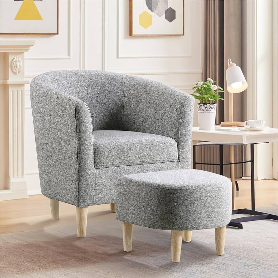 Amazon.com: DAZONE Accent Chair with Ottoman, Mid Century Modern